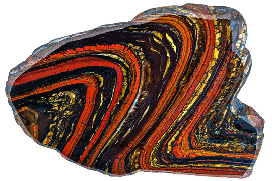 Tiger Iron Stone with multi-colored bands of chatoyancy (gold), red and black