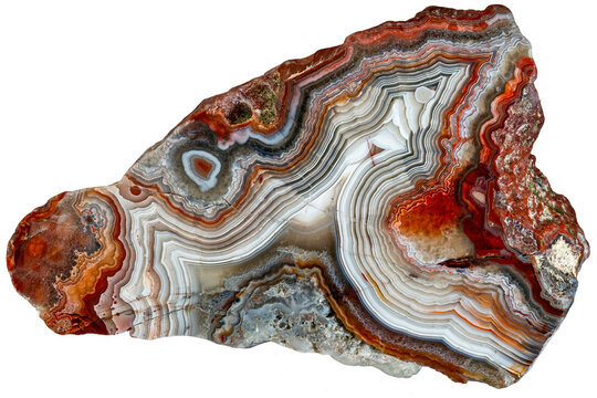 Crazy Lace Agate cut and polished, shaped like a dragon&rsquo;s head