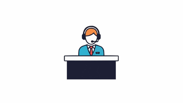 Man wearing headset sitting at desk.
