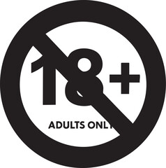 Fototapeta premium Prohibited 18 adults only sign with red circle and diagonal line indicating restriction on a white background