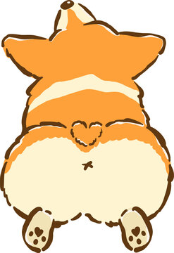 Cute Corgi butt sploot cartoon hand drawn