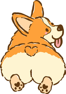 Cute Corgi sploot butt cartoon hand drawn