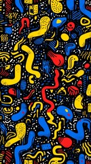 Fototapeta premium Vibrant abstract geometric pattern composed of diverse colorful shapes and forms.