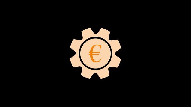 Euro currency symbol on gear wheel financial technology banking concept finance
