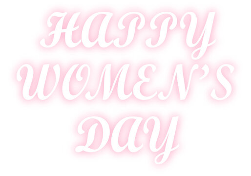 Pink neon happy women's day typography 