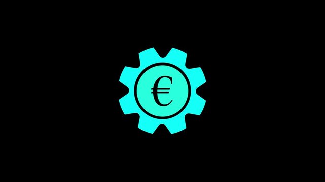 Euro currency symbol on gear wheel financial technology banking concept