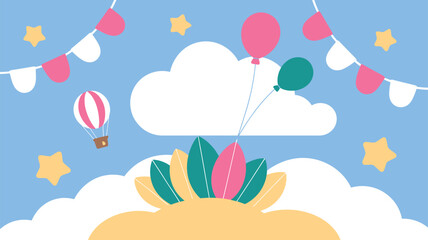 Naklejka premium Playful outdoor birthday celebration balloons