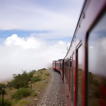 Train to the clouds in Salta Province, Argentina. The train olso called Tren de las Nubes is the fifth highest railway in the world.