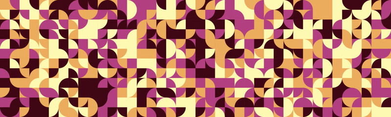 Abstract geometric background with a vibrant color palette of deep purples, warm yellows, and rich browns.