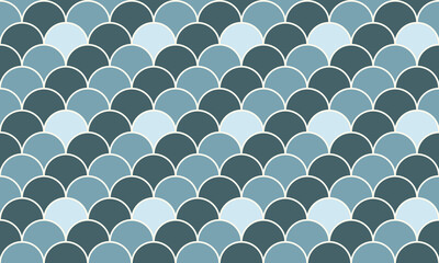 Serene blue and teal fish scale pattern.  Perfect for backgrounds, textiles, websites, or any design needing a calming, aquatic, or geometric aesthetic. © Olena