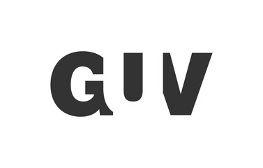 GUV logo design. Initial letter G U V bold font style for tech startups, consulting, corporate branding. Creative company name, headlines typography identity, trendy logotype.