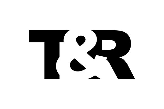 TR logo design in bold style. Black white identity symbol. Modern typography emblem. Corporate branding icon.