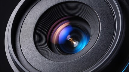 Closeup of a detachable camera lens, clean composition ample negative space