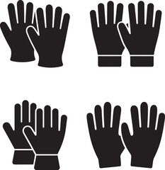 Fototapeta premium Work gloves and protective hand gear icons for labor and safety