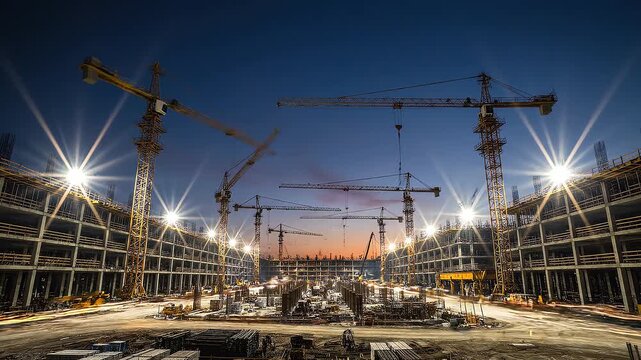 progress,Large construction site with cranes