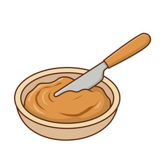 Peanut butter bowl with knife