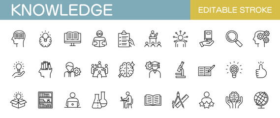 知識に関するアイコンセット　教育・勉強など（線幅変更可能） © Rico