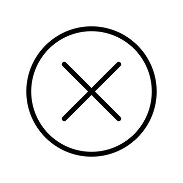 Line icon of a cross mark inside a circle indicating a system error or failure