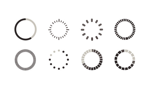 Circular Loading Spinner Icon Set &ndash; Progress Indicators, Buffer and Preloader Rings