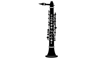 Elegant black and silver clarinets standing upright on a white background isolated on transparent background © adobe stock 