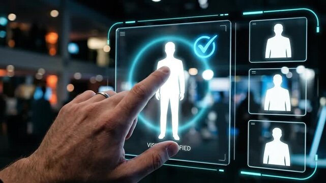 Hand Tapping Virtual Human Silhouette for Digital Identity Verification on Futuristic Holographic Interface