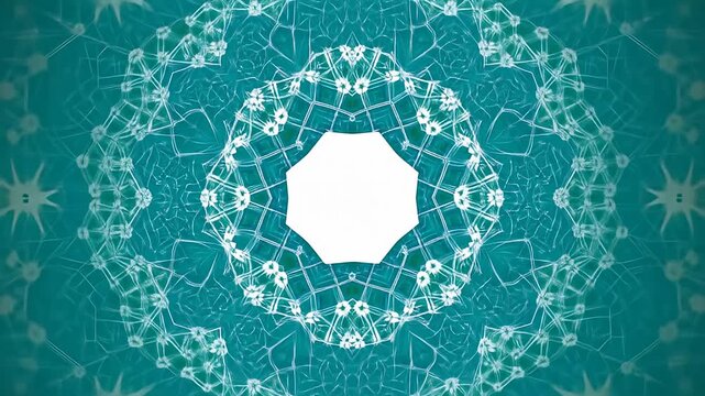 Gradient tunnel view framed by turquoise crystalline texture in repeating pattern