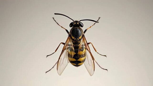 Yellow Jacket Wasp Flying Closeup Macro View.