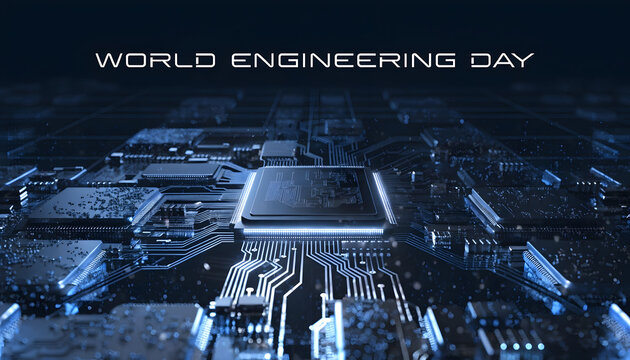 World Engineering Day, microchip, circuit board, technology, innovation