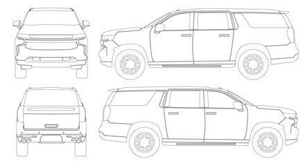 Obraz premium SUV Outline car vector isolated on white background