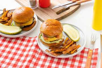 Classic cheeseburger with french fries
