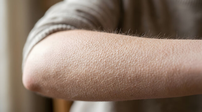 Close-up of Goosebumps on Human Arm Skin for Cold, Fear, and Sensory Reaction Concepts
