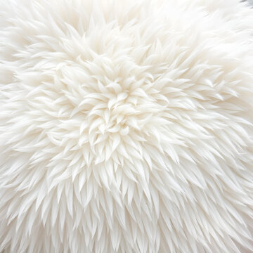 Fur background with white soft fluffy furry texture hair cloth of sheepskin for blanket and carpet interior decoration