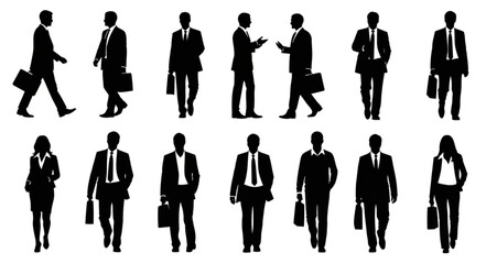 Silhouettes of Business Professionals Walking.