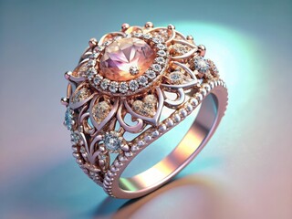 Fototapeta premium Elegant Diamond Ring With Intricate Design becomes A masterpiece of refined elegance, showcasing a luxurious diamond ring adorned with an intrica