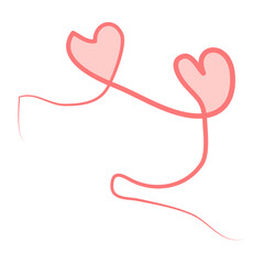 Hand Drawn Pink Heart Doodle Set with Romantic Swirl Line Art, Romantic Heart Line Art Collection in Soft Pink