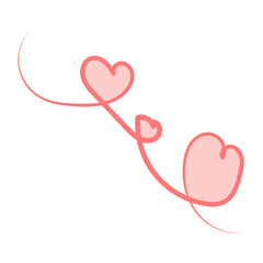 Hand Drawn Pink Heart Doodle Set with Romantic Swirl Line Art, Romantic Heart Line Art Collection in Soft Pink