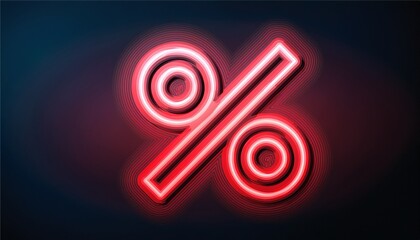 Fototapeta premium red neon percentage glass sign