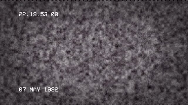 Gray Vintage VHS Tape Static Noise Texture With May 1992 Date Overlay 4K