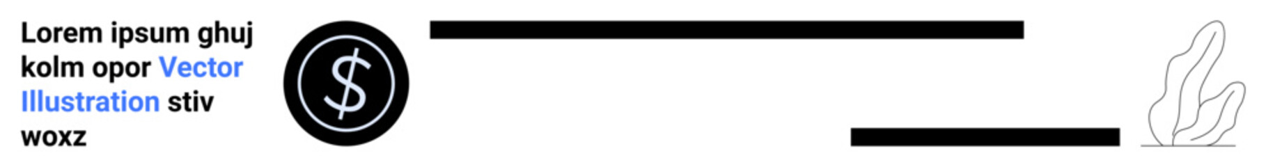 Business branding, financial services, marketing, corporate identity, minimalism, and creative layouts. Black dollar icon and abstract decorative design. include business branding and financial