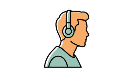 Fototapeta premium Man Wearing Headphones Profile View.