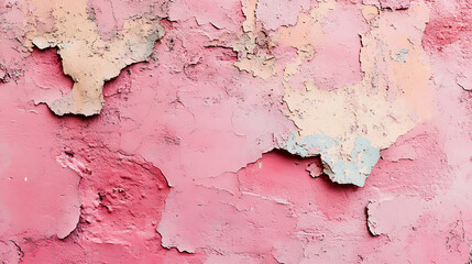 Peeling Pink Paint Texture Background Close Up with Rustic Artistic Detail.