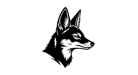 Fototapeta premium Striking Black and White Fox Head Profile Illustration.