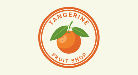 Tangerine Fruit Shop Logo Design Element.