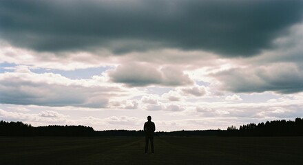 Fototapeta premium Emotional Realism Photography All The Feels Lone Figure Dramatic Sky Sensory Landscape Moody Art