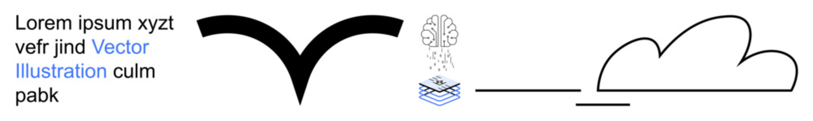 Technology, innovation, ideas, cloud computing, knowledge, connectivity. Vector set with bird silhouette, brain cloud and geometric layers. Technology and innovation concepts
