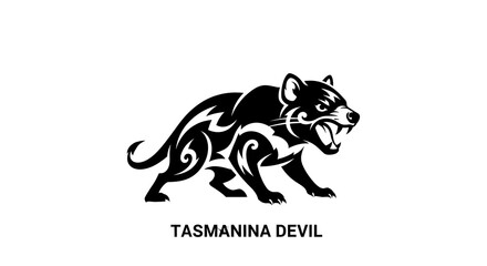 Obraz premium Tasmanian Devil Black and White Tribal Tattoo Design.