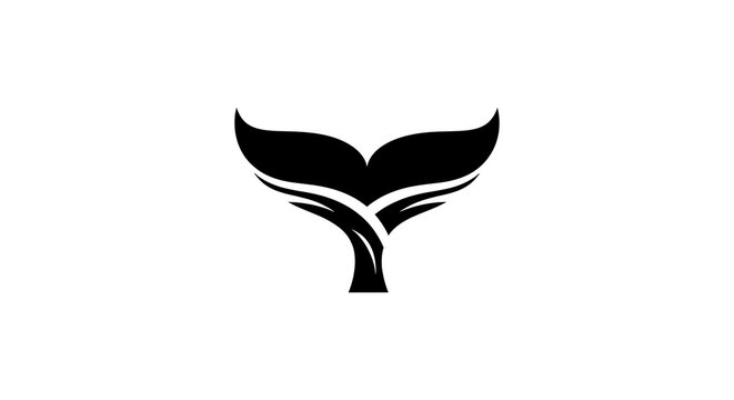 Stylized black whale tail fin icon on a white background.