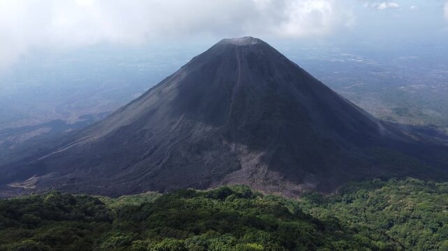 Volcano with clouds, Izalco volcano in El Salvador