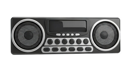 Obraz premium Modern Black Stereo System with Speakers and Display