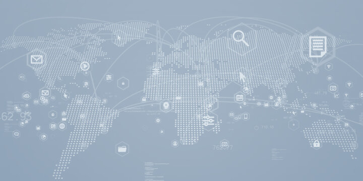 Futuristic CG illustration of cyberspace and global network concept